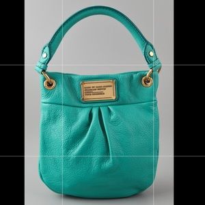 MARC JACOBS Turquoise Pebbled Leather Hobo Bag